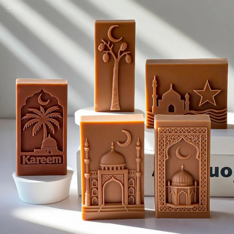 Model Kit Cement - DIY Kokospalmen-Schloss Silikon-Kerzenform, Handgefertigte Relief-Mond- und