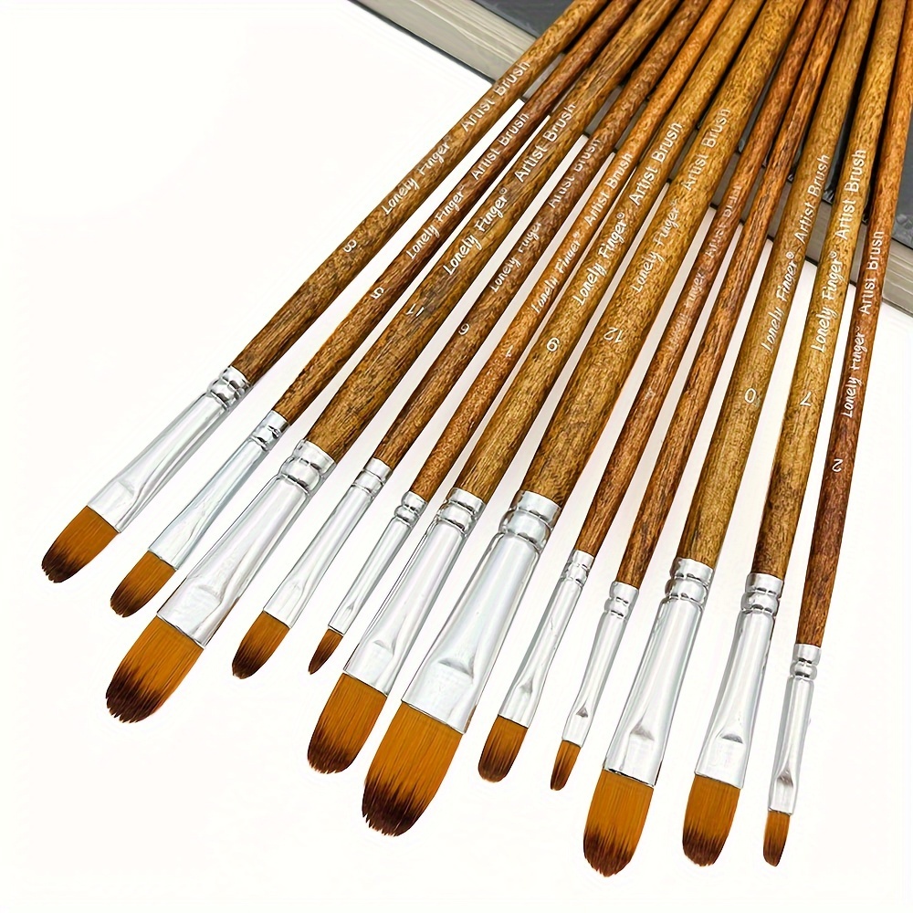 Model Kit Acrylic Paint - 12-teiliges professionelles Künstler-Fasbert-Pinsel-Set – hochwertiges Anti-Shedding-Nylonhaar,