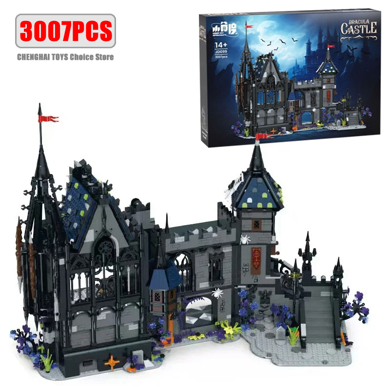 Model Kit Expert - 3007-teiliger Kreativer Experten-Bausatz Dracula-Schloss Straßenansicht-Architektur MOC