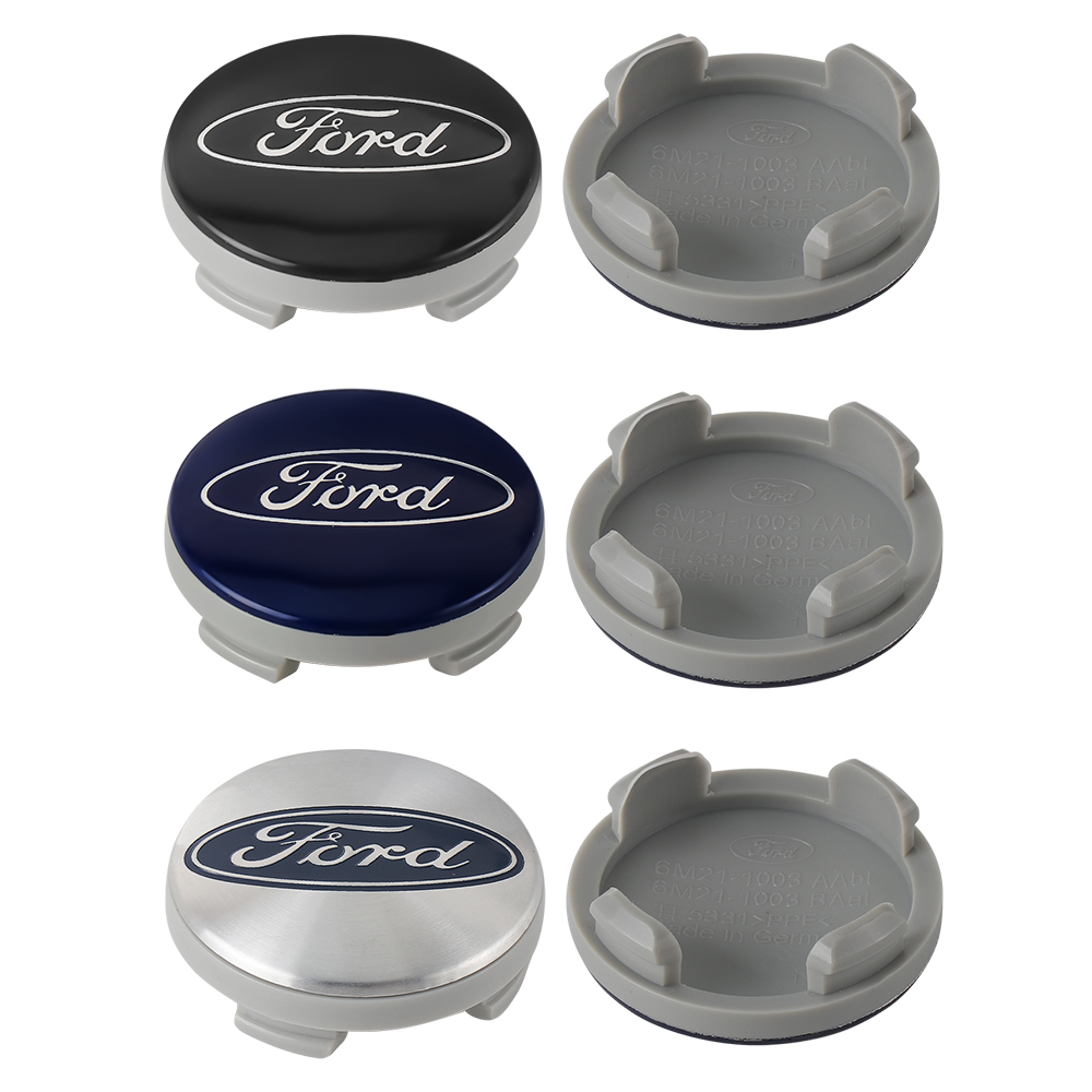 Logo Model Kit - 4 Stück 54mm Radnabenabdeckungen Blau und